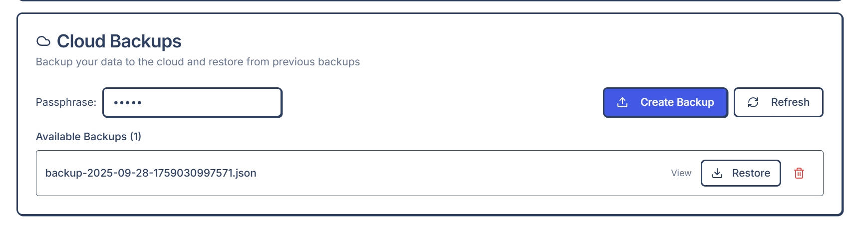 Cloud backup trong Freelance Flow