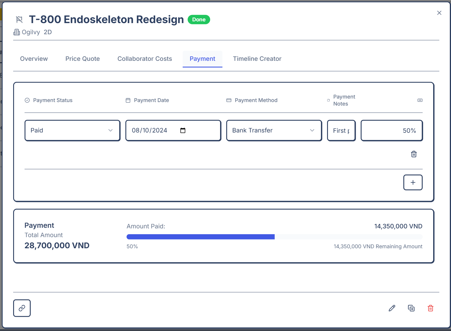 Payment manager trong Freelance Flow