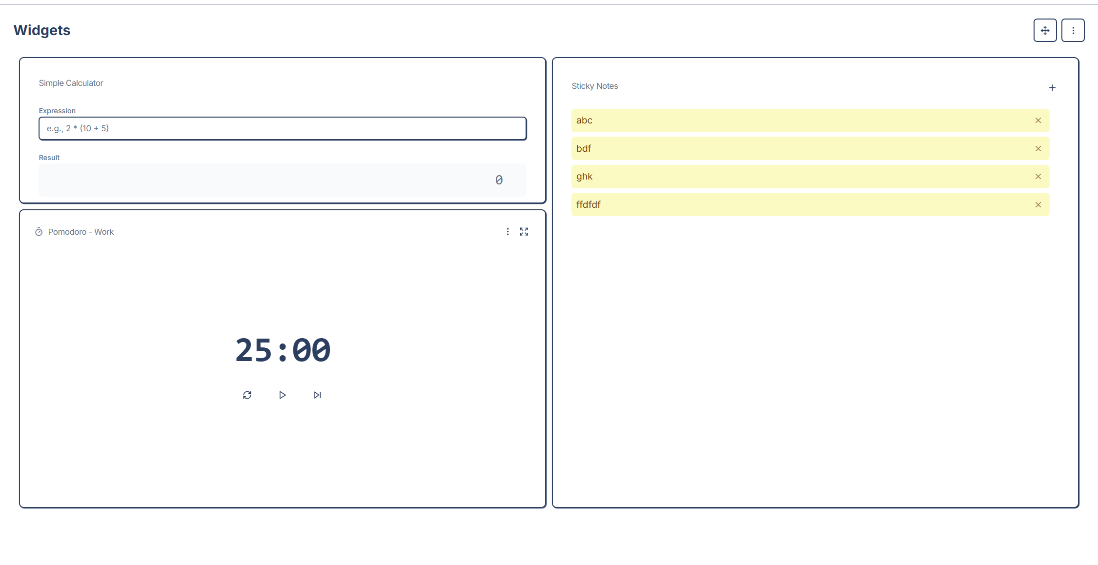 Widgets trong Freelance Flow