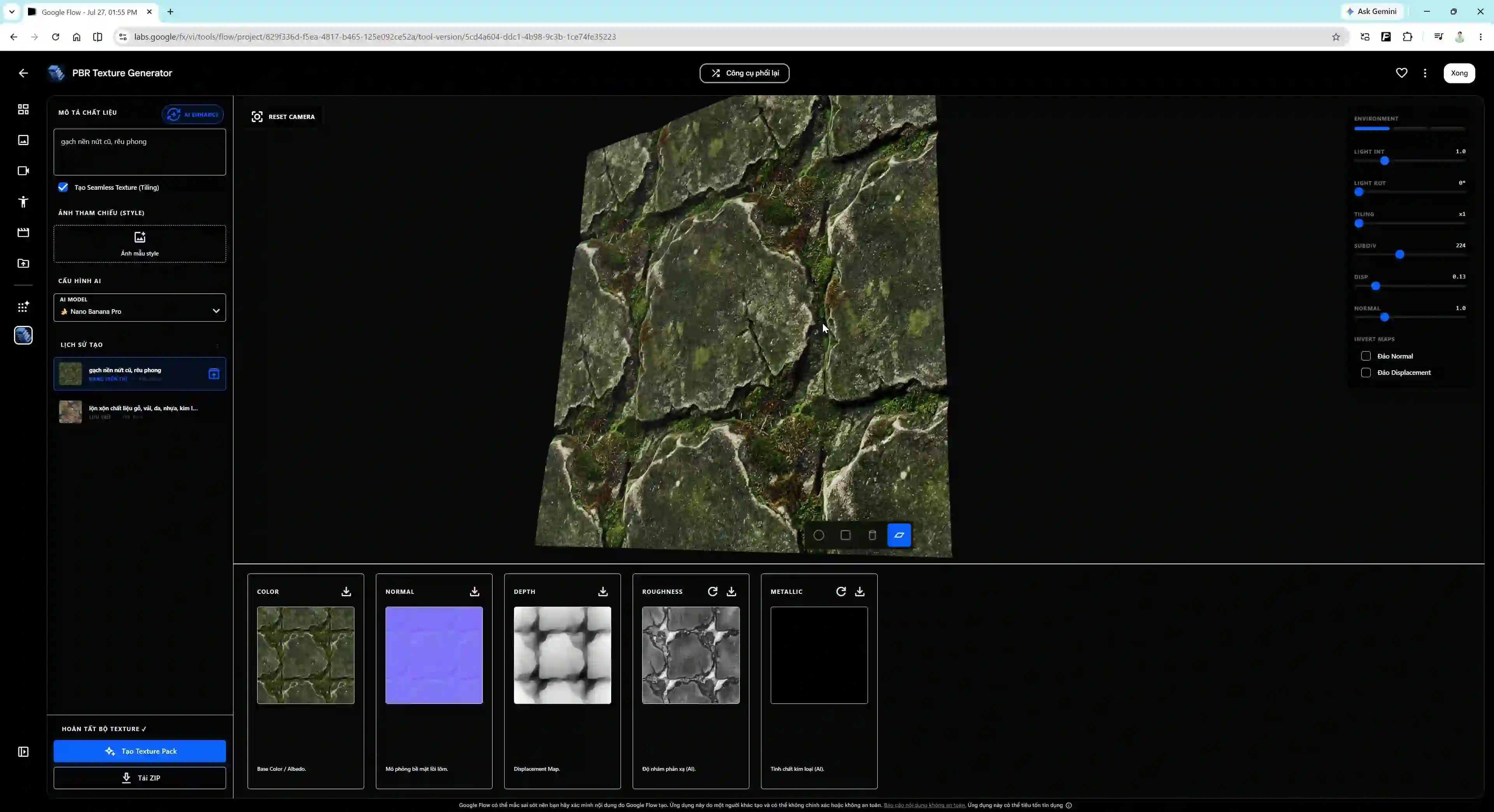 Hướng dẫn tạo PBR Texture trên Google Flow | PBR Texture Generator